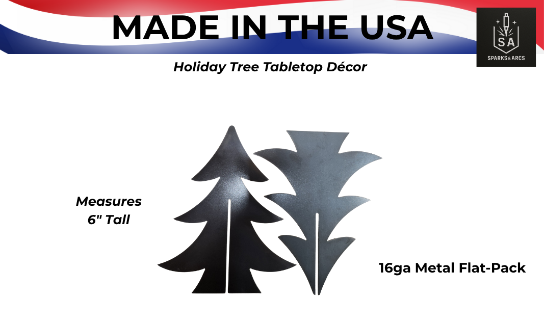 3D Metal Christmas Tree Tabletop Décor | 6" & 9.5" Freestanding Holiday Trees | Rustic Steel Art | Made in Texas