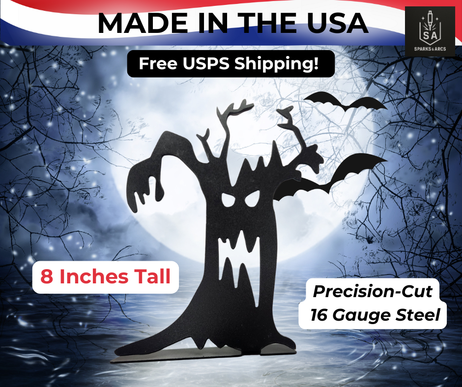 Haunted Tree Metal Décor Set of 4 | Rustic Halloween Tabletop Art | 16-Gauge Steel Spooky Trees | Made in Texas