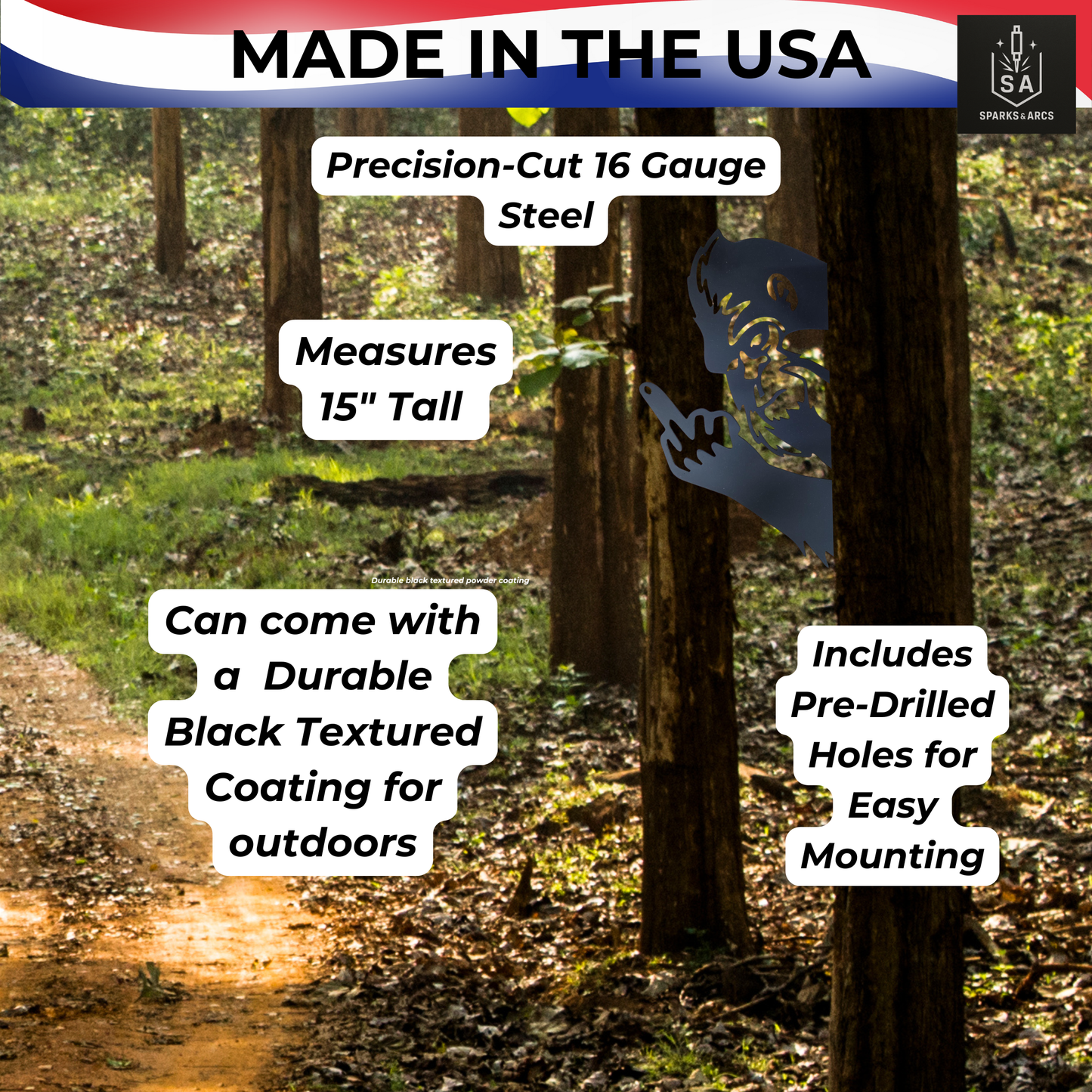 Bigfoot Finger Wall Décor | Handcrafted Metal Art | Sasquatch Funny Sign | Made in Texas