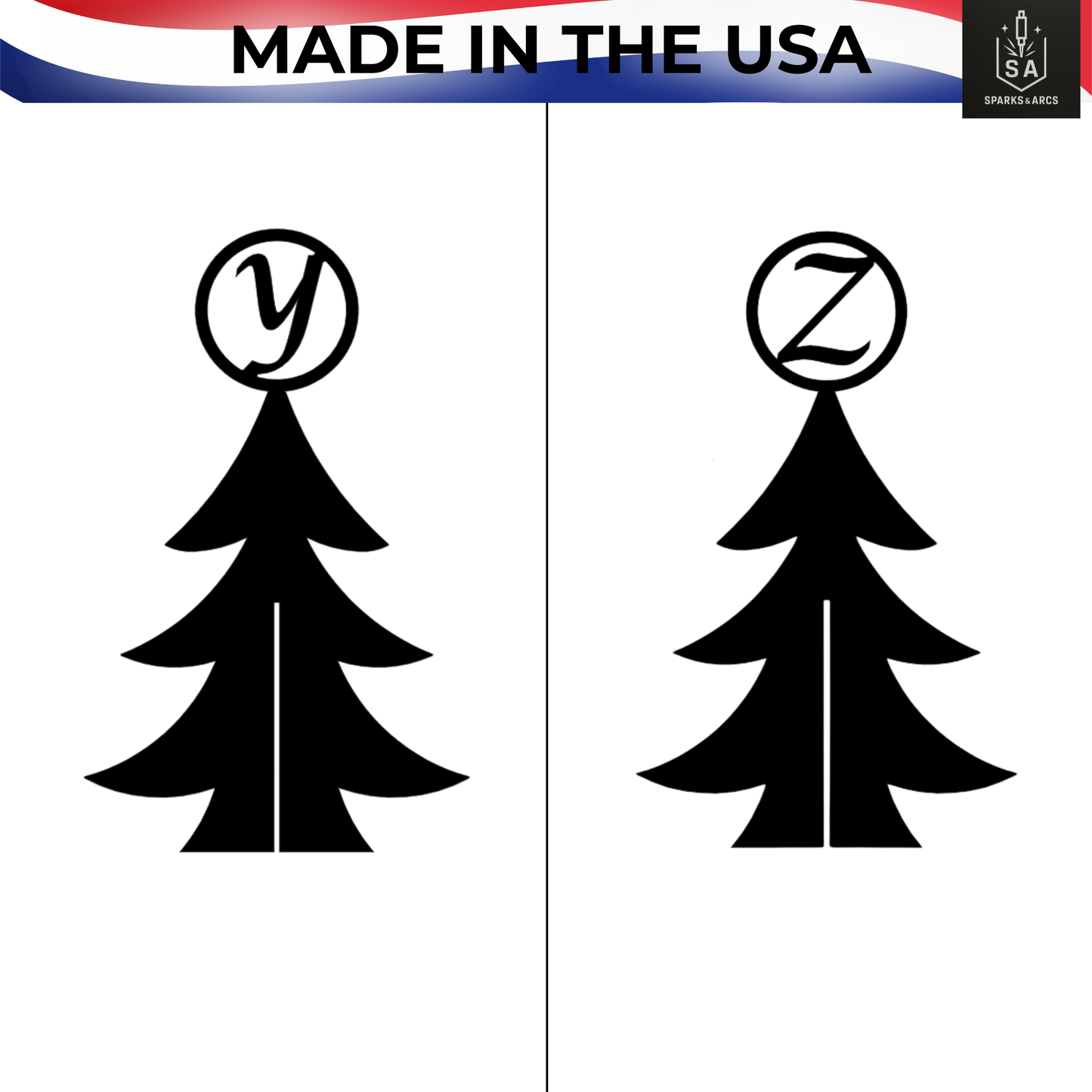 Custom Monogram 3D Metal Christmas Tree | Personalized Rustic Holiday Décor | 13" Steel Art | Made in Texas