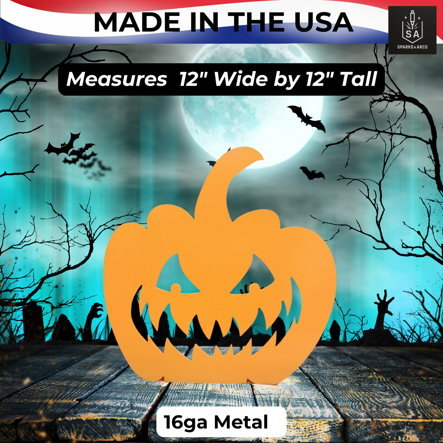 Handcrafted Metal Pumpkin Decor | Rustic Halloween Sign