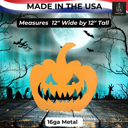 Handcrafted Metal Pumpkin Decor | Rustic Halloween Sign