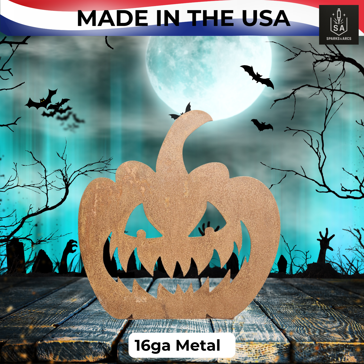 Handcrafted Metal Pumpkin Decor | Rustic Halloween Sign