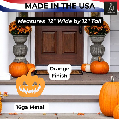 Handcrafted Metal Pumpkin Decor | Rustic Halloween Sign