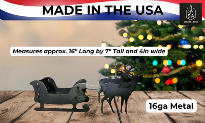 Holiday Sleigh & Reindeer Tabletop Décor | Handcrafted Christmas Metal Art | Festive 16-Gauge Steel Decoration