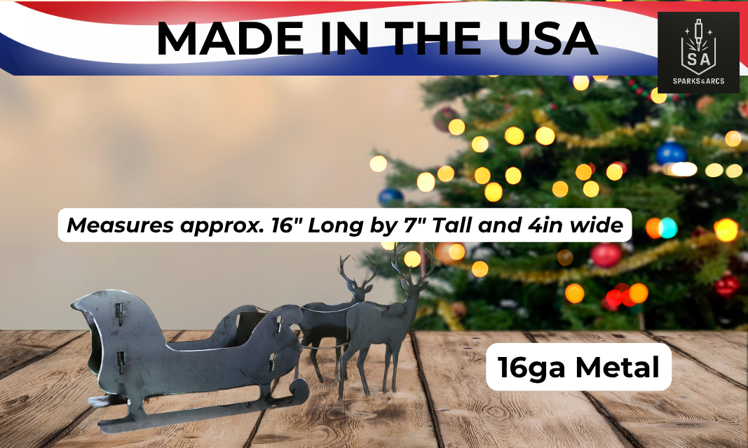 Holiday Sleigh & Reindeer Tabletop Décor | Handcrafted Christmas Metal Art | Festive 16-Gauge Steel Decoration
