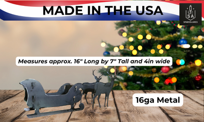 Holiday Sleigh & Reindeer Tabletop Décor | Handcrafted Christmas Metal Art | Festive 16-Gauge Steel Decoration