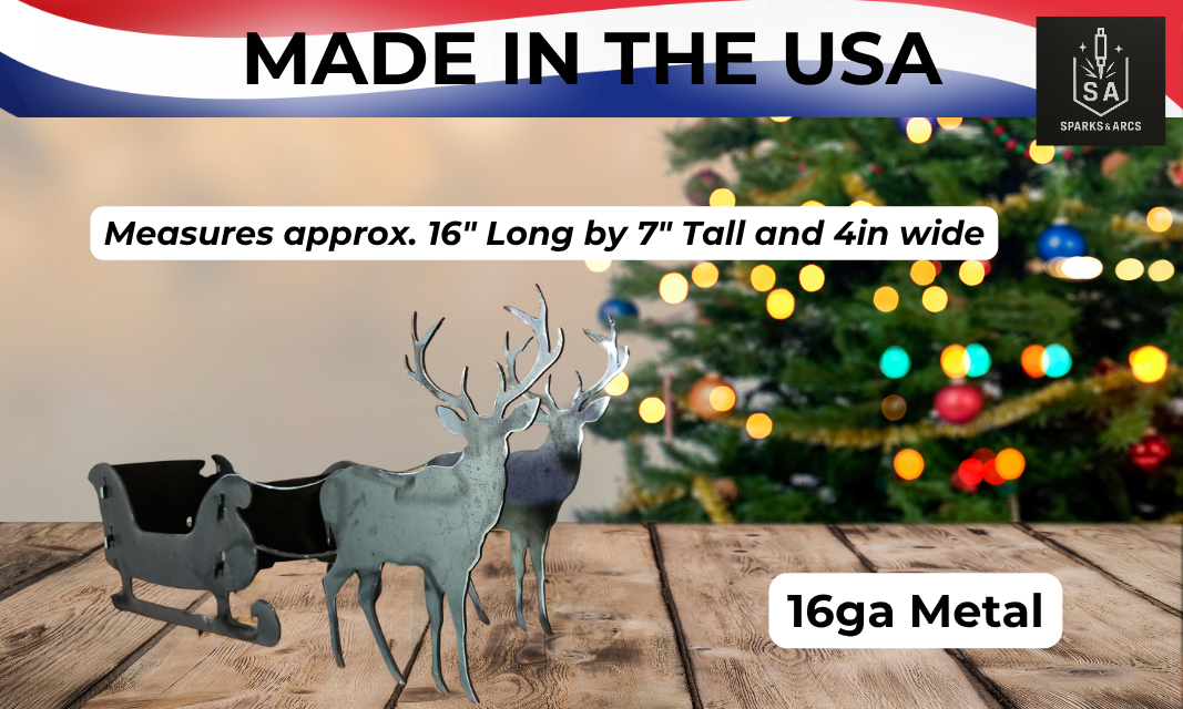 Holiday Sleigh & Reindeer Tabletop Décor | Handcrafted Christmas Metal Art | Festive 16-Gauge Steel Decoration