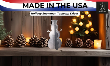 Holiday Snowman Tabletop Décor | 3D Christmas Metal Art | Festive 16-Gauge Steel Decoration | Made in Texas