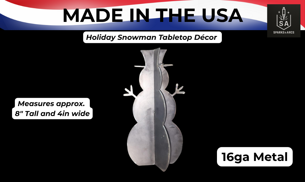 Holiday Snowman Tabletop Décor | 3D Christmas Metal Art | Festive 16-Gauge Steel Decoration | Made in Texas