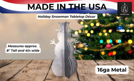 Holiday Snowman Tabletop Décor | 3D Christmas Metal Art | Festive 16-Gauge Steel Decoration | Made in Texas