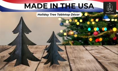 3D Metal Christmas Tree Tabletop Décor | 6" & 9.5" Freestanding Holiday Trees | Rustic Steel Art | Made in Texas
