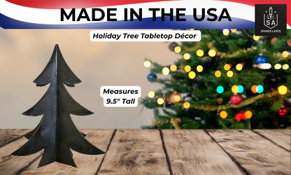 3D Metal Christmas Tree Tabletop Décor | 6" & 9.5" Freestanding Holiday Trees | Rustic Steel Art | Made in Texas