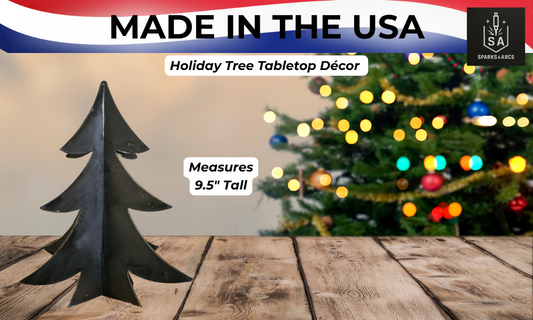 3D Metal Christmas Tree Tabletop Décor | 6" & 9.5" Freestanding Holiday Trees | Rustic Steel Art | Made in Texas