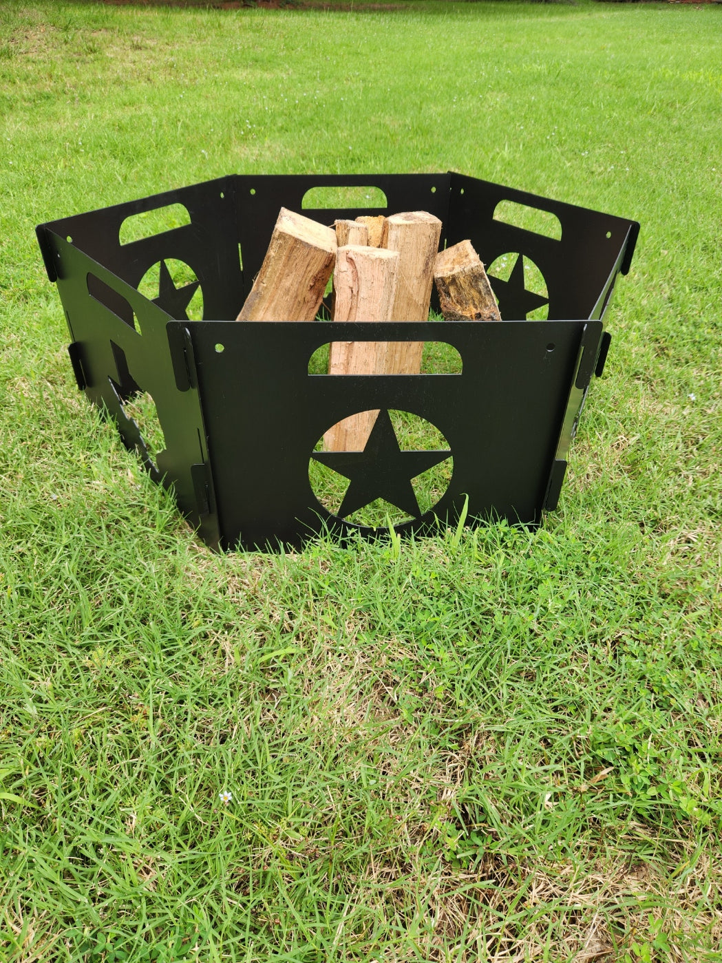 Portable Texas Fire Ring - Collapsible 6 Panel Campfire Pit - Texas Made