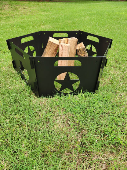 Portable Texas Fire Ring - Collapsible 6 Panel Campfire Pit - Texas Made