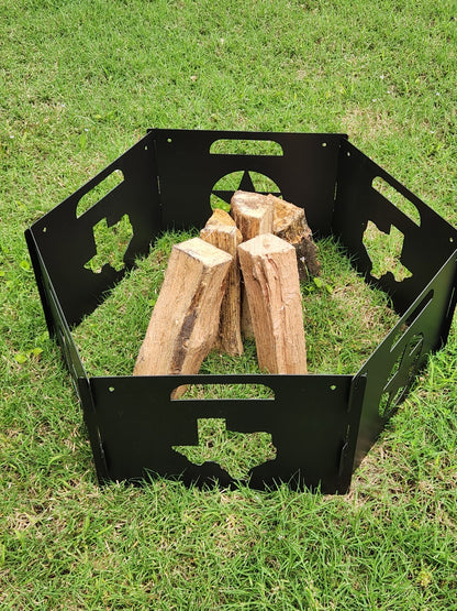 Portable Texas Fire Ring - Collapsible 6 Panel Campfire Pit - Texas Made