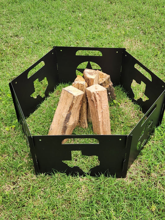 Portable Texas Fire Ring - Collapsible 6 Panel Campfire Pit - Texas Made