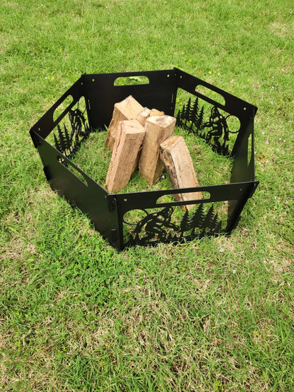 Portable Texas Fire Ring - Collapsible 6 Panel Campfire Pit - Texas Made