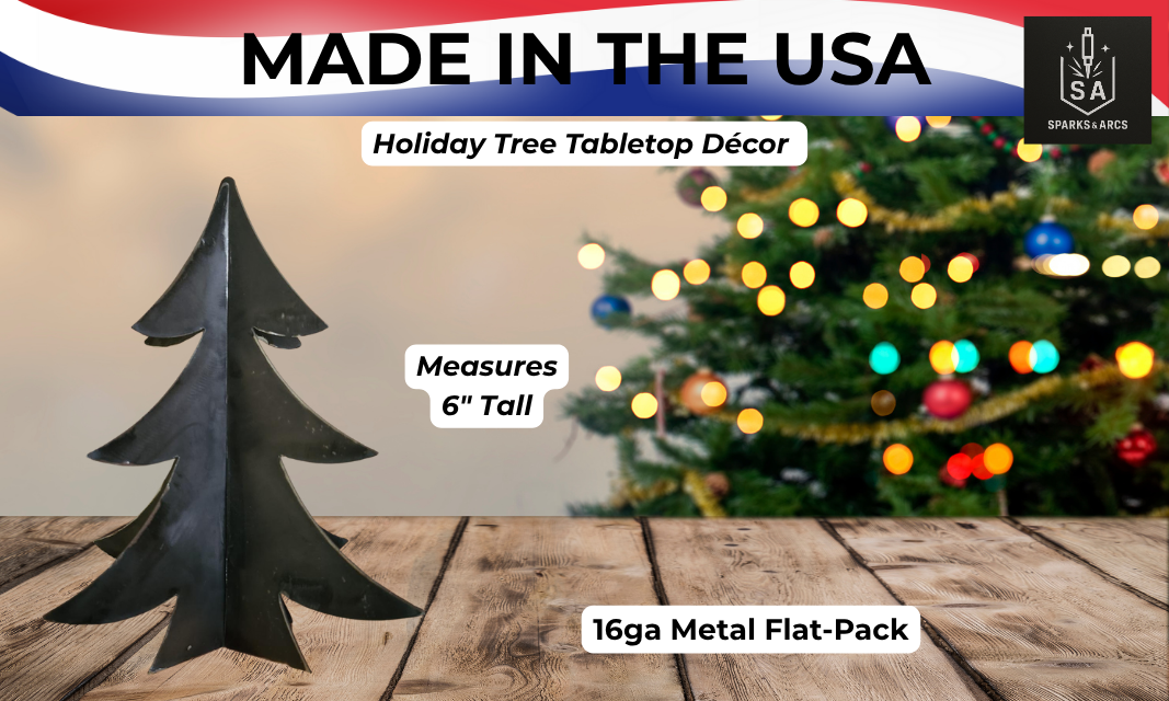 3D Metal Christmas Tree Tabletop Décor | 6" & 9.5" Freestanding Holiday Trees | Rustic Steel Art | Made in Texas