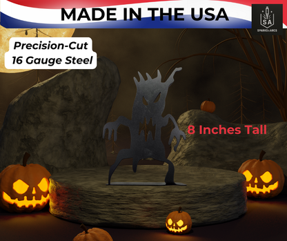 Haunted Tree Metal Décor Set of 4 | Rustic Halloween Tabletop Art | 16-Gauge Steel Spooky Trees | Made in Texas