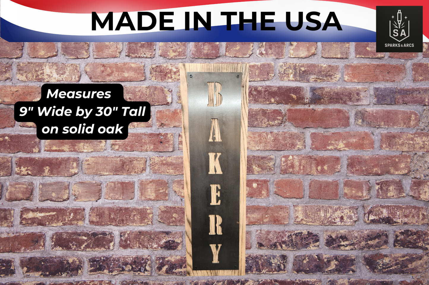 Vertical Bakery Sign | Rustic Metal Wall Art for Kitchen | Farmhouse Décor | Made in Texas