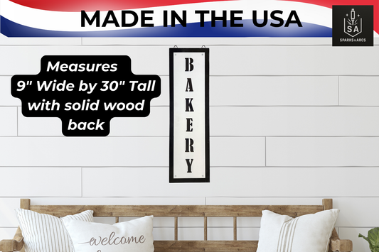 Vertical Bakery Sign | Rustic Metal Wall Art for Kitchen | Farmhouse Décor | Made in Texas