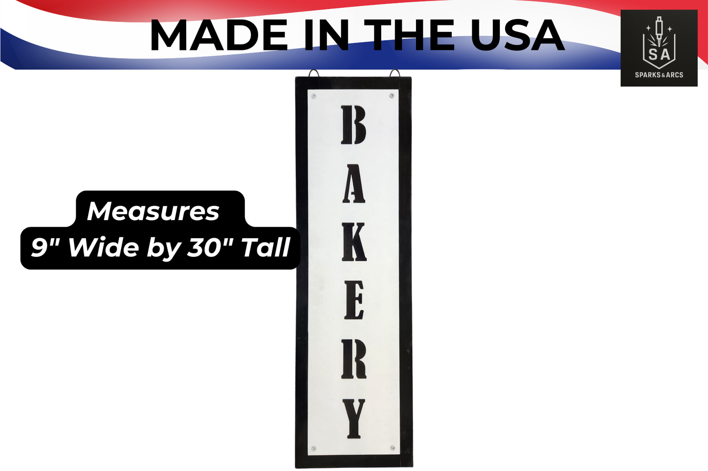 Vertical Bakery Sign | Rustic Metal Wall Art for Kitchen | Farmhouse Décor | Made in Texas