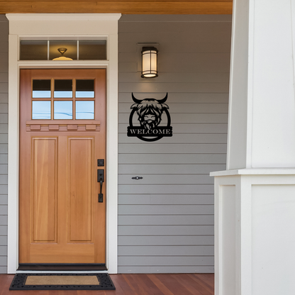 Highland Cow Welcome Sign | Handcrafted Metal Wall Art | Farmhouse Home Décor | Made in Texas