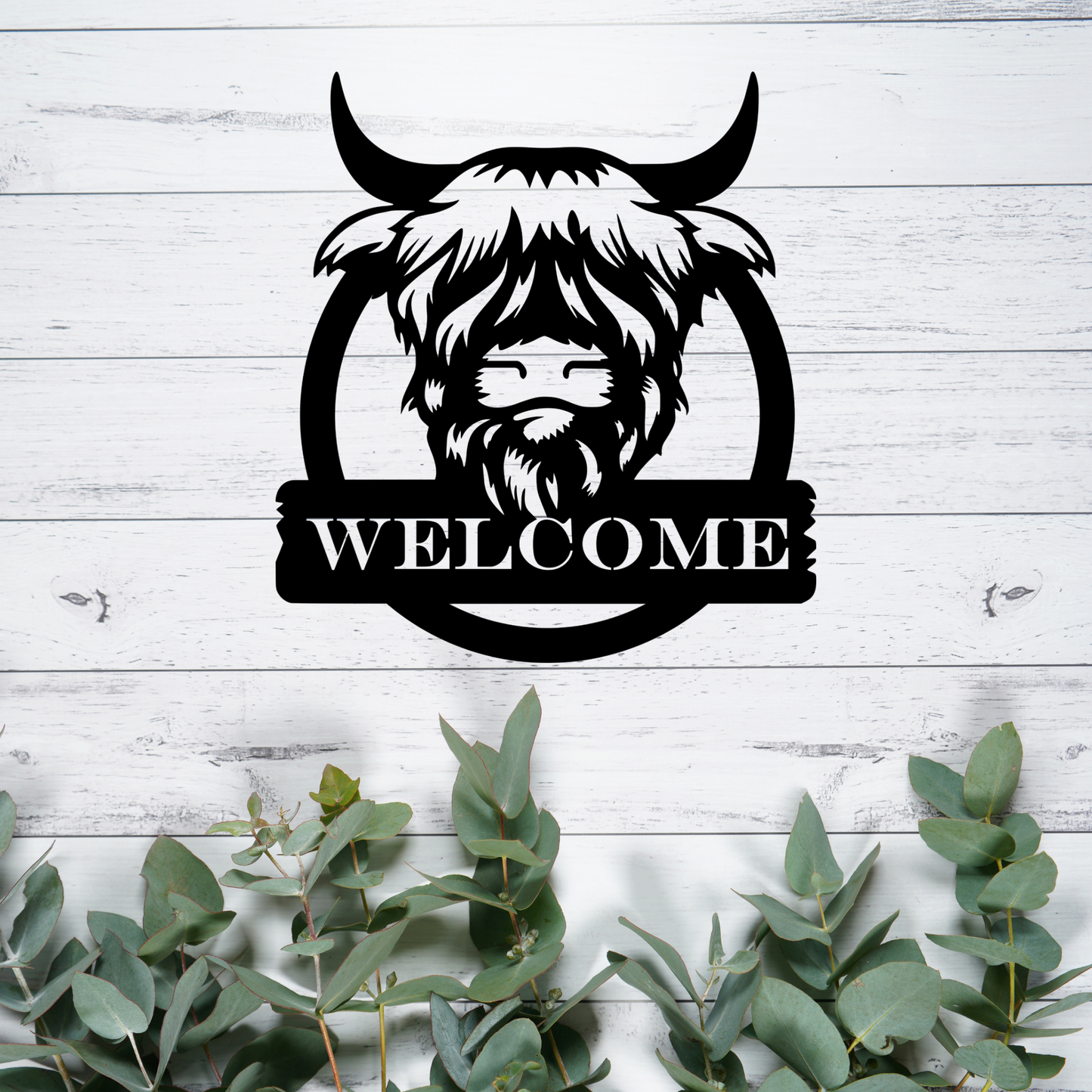 Highland Cow Welcome Sign | Handcrafted Metal Wall Art | Farmhouse Home Décor | Made in Texas