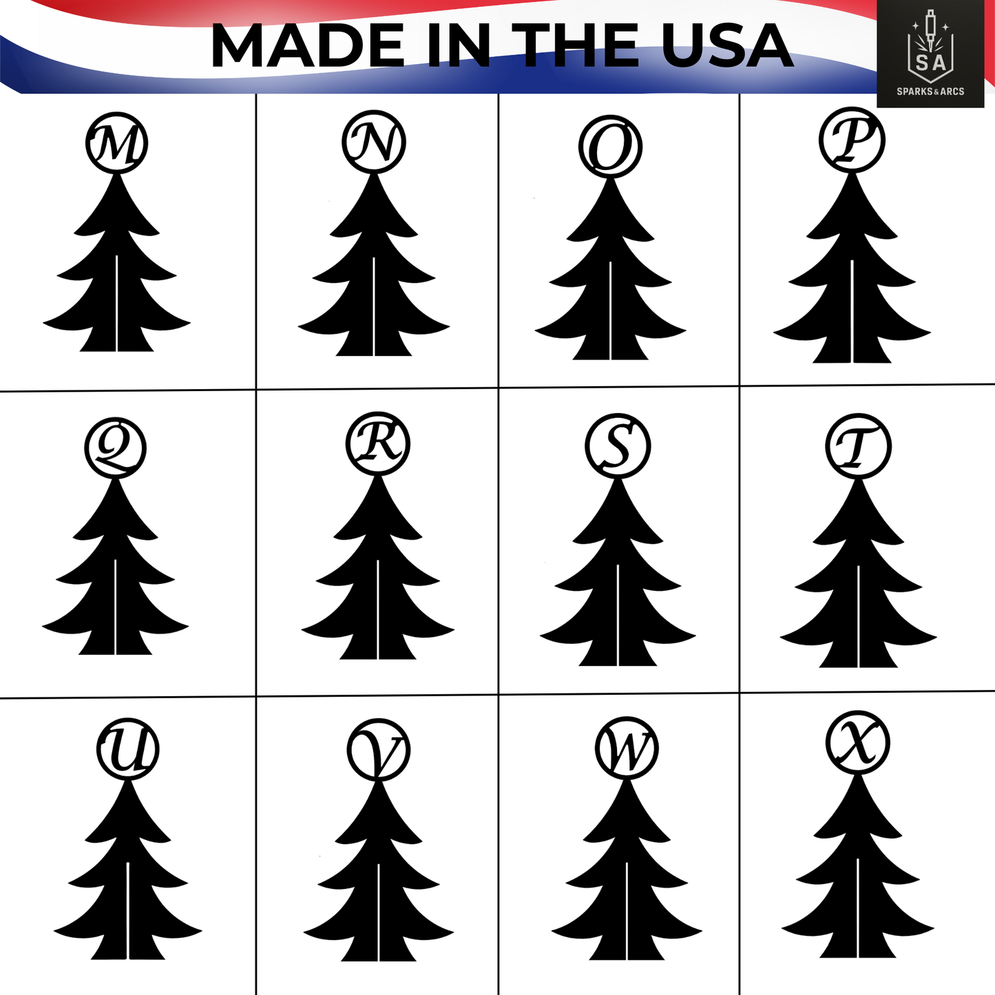 Custom Monogram 3D Metal Christmas Tree | Personalized Rustic Holiday Décor | 13" Steel Art | Made in Texas