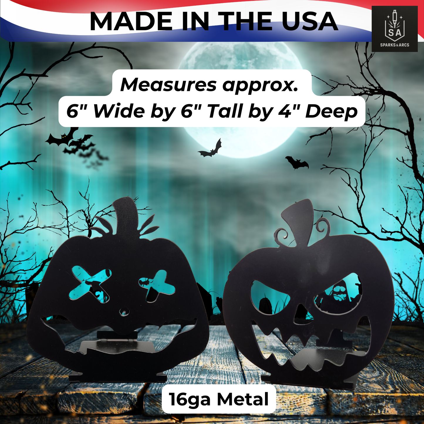 Ghost & Scarecrow Metal Shadow Casters | Spooky Halloween Tabletop Décor | 16-Gauge Steel Rustic Art | Made in Texas