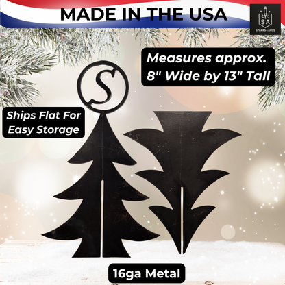 Custom Monogram 3D Metal Christmas Tree | Personalized Rustic Holiday Décor | 13" Steel Art | Made in Texas