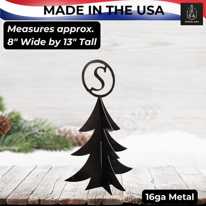 Custom Monogram 3D Metal Christmas Tree | Personalized Rustic Holiday Décor | 13" Steel Art | Made in Texas