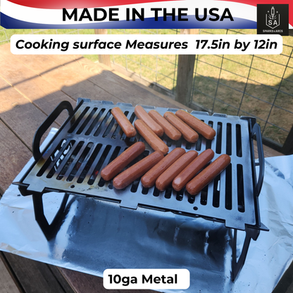 Heavy-Duty Camp King Grill | Portable Flat-Pack 10-Gauge Steel Fire Pit | Texas Made Campfire Cooking