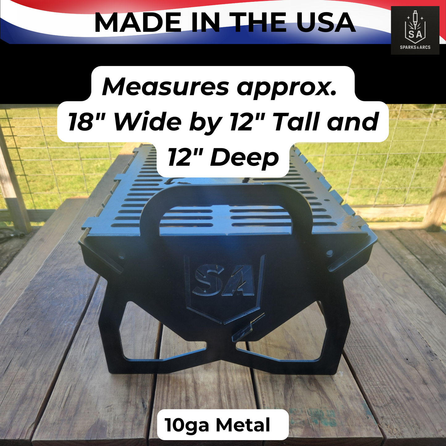 Heavy-Duty Camp King Grill | Portable Flat-Pack 10-Gauge Steel Fire Pit | Texas Made Campfire Cooking