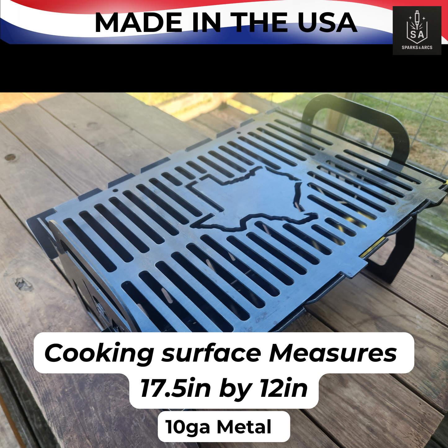 Heavy-Duty Camp King Grill | Portable Flat-Pack 10-Gauge Steel Fire Pit | Texas Made Campfire Cooking