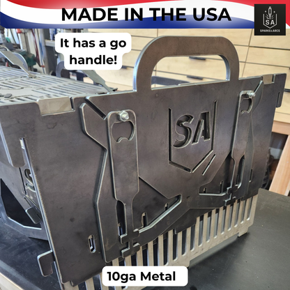 Heavy-Duty Camp King Grill | Portable Flat-Pack 10-Gauge Steel Fire Pit | Texas Made Campfire Cooking