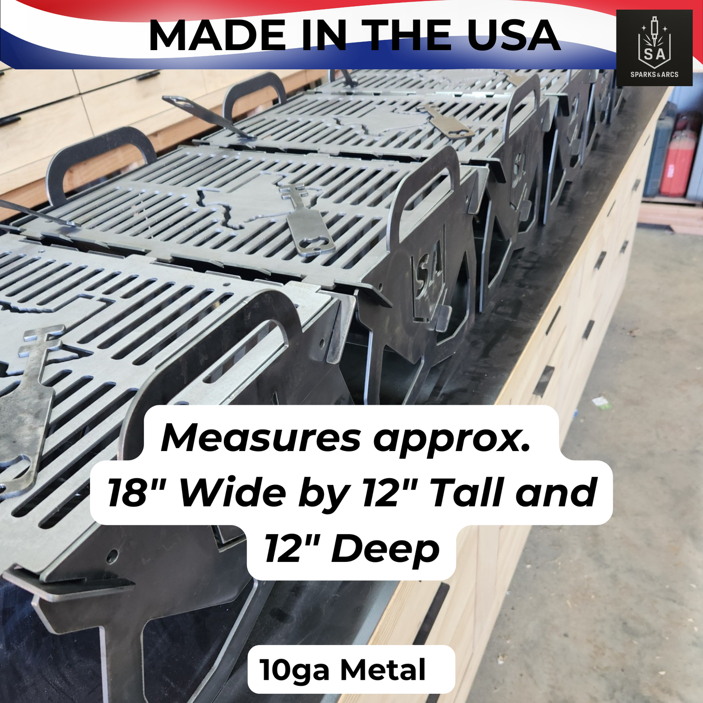 Heavy-Duty Camp King Grill | Portable Flat-Pack 10-Gauge Steel Fire Pit | Texas Made Campfire Cooking