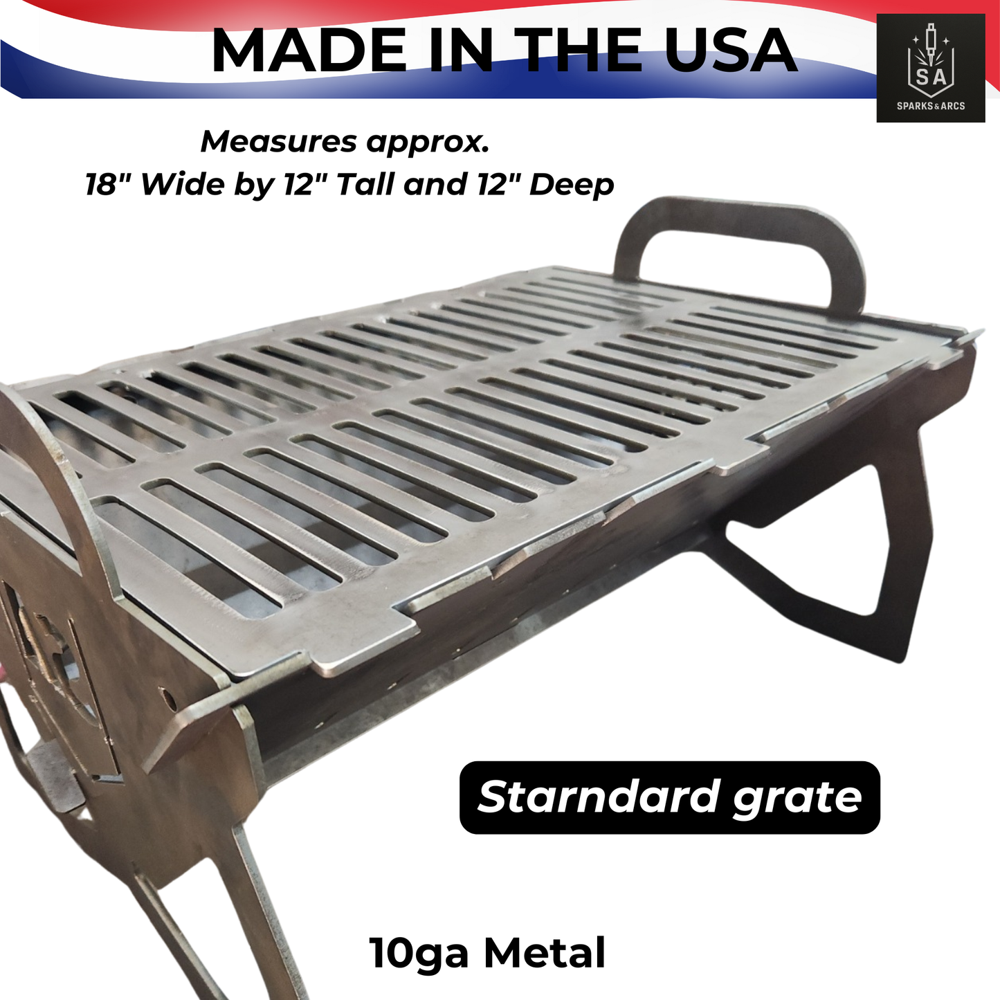 Heavy-Duty Camp King Grill | Portable Flat-Pack 10-Gauge Steel Fire Pit | Texas Made Campfire Cooking