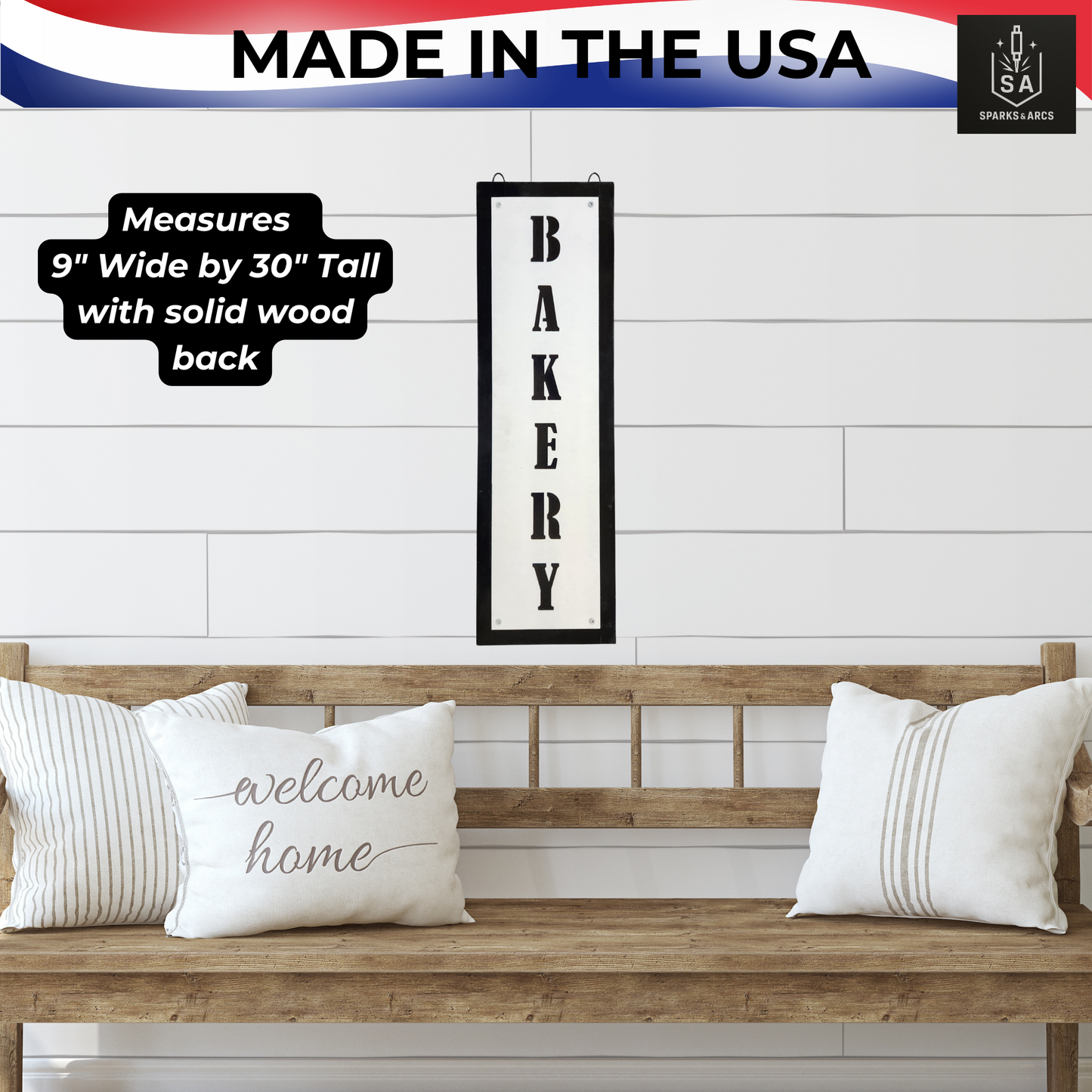 Vertical Bakery Sign | Rustic Metal Wall Art for Kitchen | Farmhouse Décor | Made in Texas