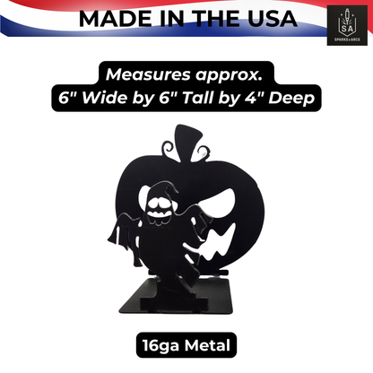 Ghost & Scarecrow Metal Shadow Casters | Spooky Halloween Tabletop Décor | 16-Gauge Steel Rustic Art | Made in Texas