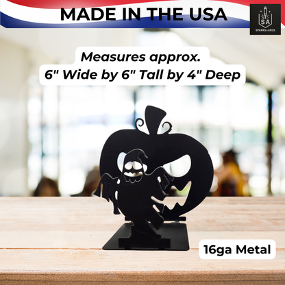 Ghost & Scarecrow Metal Shadow Casters | Spooky Halloween Tabletop Décor | 16-Gauge Steel Rustic Art | Made in Texas